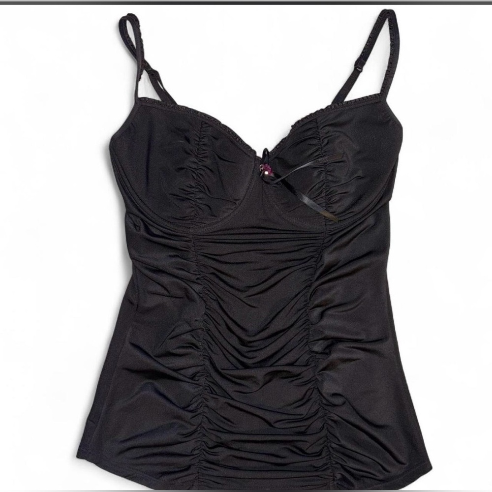 Y2K Victoria's Secret Black Ruched Lingerie Top